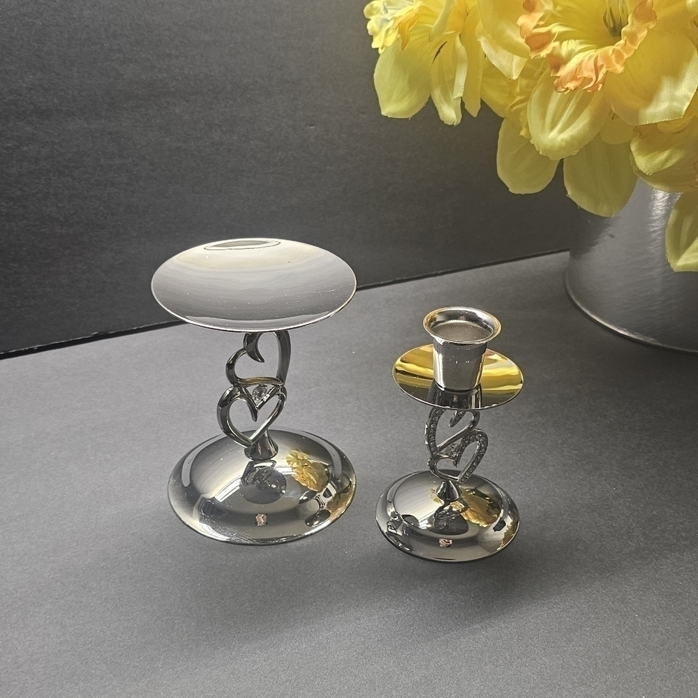 Candleholder 2 pcs silver color